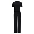 thumbnail image 5 of Inleife Two Piece Sets for Women Summer Fashion Summer Women Casual Short Sleeve Bandage Tops Outing Long Pants Sets Black Sizes M, 5 of 6