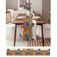 thumbnail image 3 of Ldtrchee Farmhouse Fall Table Runner 60 Inches, Thanksgiving Pumpkins Truck Bed Runner Dresser Scarves Tabletop for Indoor Outdoor Parties/Ceremony/Banquet, 13" x 60", 3 of 8