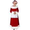 thumbnail image 2 of Costume Mrs. Claus pour Femmes Adulte Robe de Père Noël Bonnet Tablier TG, 2 of 12
