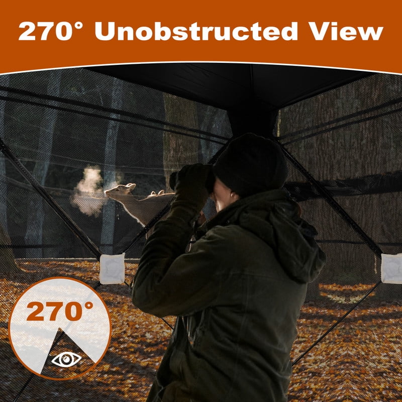 Gianna 270°See Through Hunting Blind, 2-3 Person Pop Up Camouflage Tent with Carrying Bag, Portable Hunting Tent with Accessory Bag