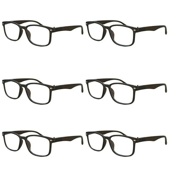 6 Packs Unisex Square Frame Blue Light Blocking Computer Reading Glasses Readers for Men Women  1.00