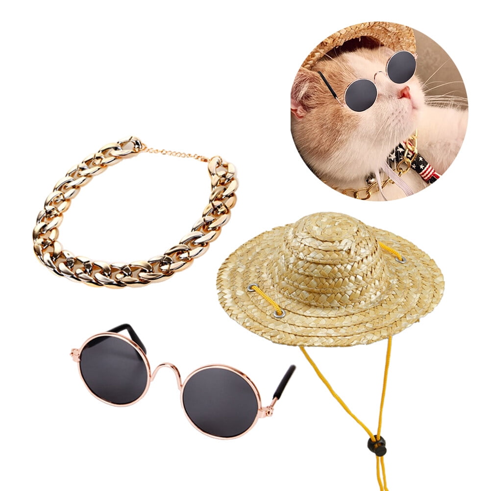 HINTRMENT 3Pcs Hats for Dogs Retro Straw Hat Pet Accessory Assorted to School