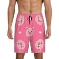 thumbnail image 2 of Rocae Cartoon Pigs and Hearts for Men's Soft Sleep Pajama Shorts, Waistband and Pockets, 2 of 9