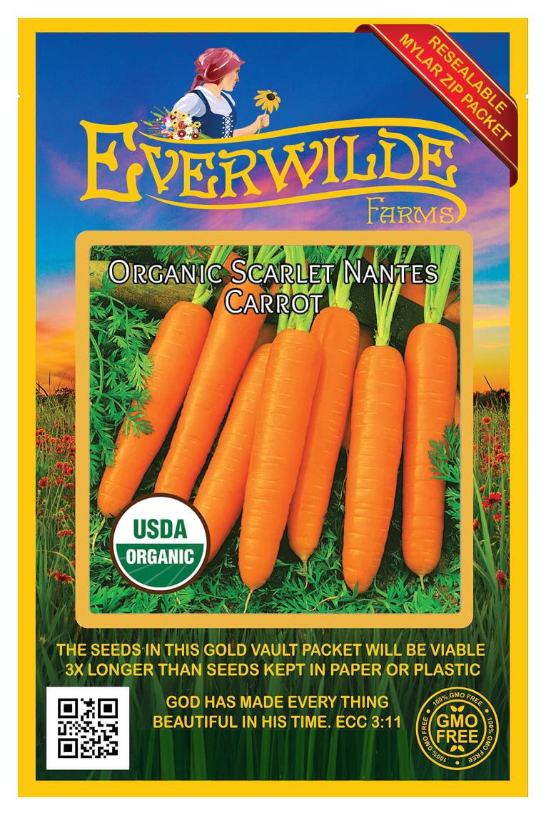 Everwilde Farms 1000 Organic Scarlet Nantes Carrot Seeds Gold Vault