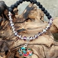 thumbnail image 2 of Besheek Hypoallergenic Purple & Black Lava Bead Mosaic Crab Stretch Anklet, 2 of 5