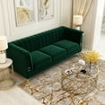thumbnail image 2 of Modern Tufted Velvet Sofa with Scroll Arm and Back, Living Room 3-Seater Sofa Couch, Green, 2 of 8