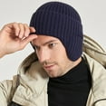 thumbnail image 5 of MANHUJI Hiking Hat Men And Women Outdoor Warm Hat In Winter Border Thickened Knitting Wool Hat Cold Proof Earmuff Cap Winter (Navy Blue,One Size), 5 of 6
