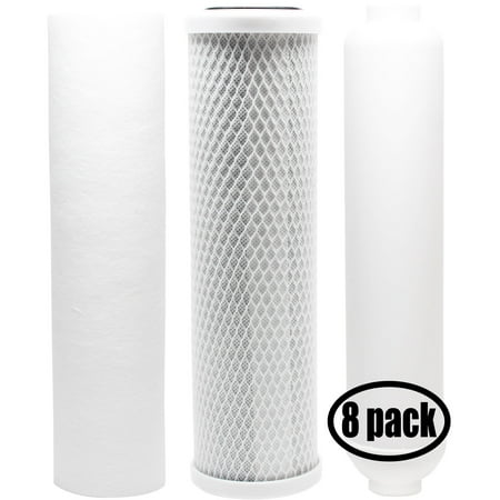 

8-Pack Replacement for Filter Kit for Anchor Water Filter AF-5001 RO System - Includes Carbon Block Filter PP Sediment Filter & Inline Filter Cartridge - Denali Pure Brand