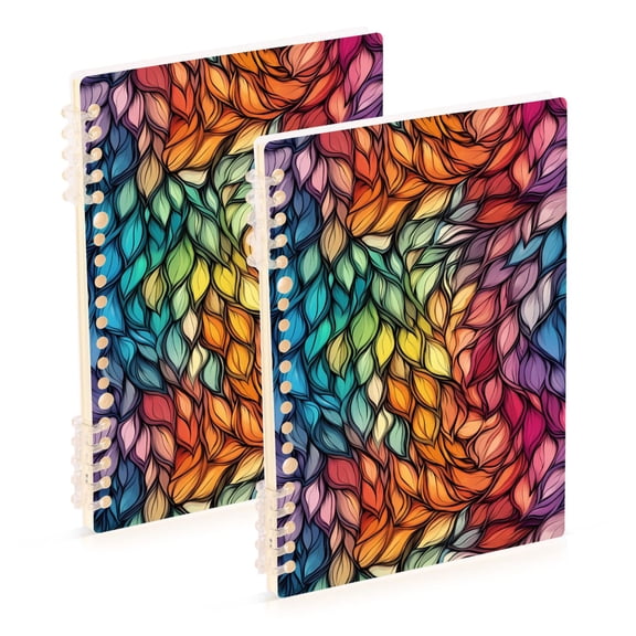 FORMRS 1-Subject Spiral Notebook 8" x 5" College Ruled 60 Refillable Sheet A5 Hard Cover, Colorful Dragon Scales Pattern