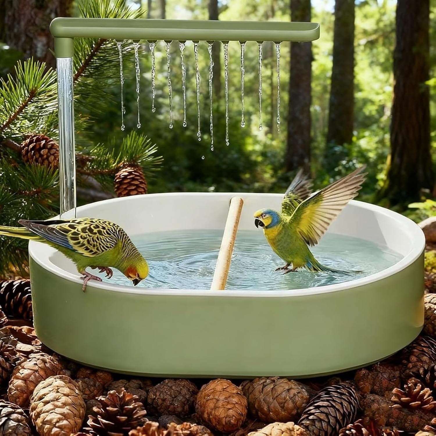 Automatic Bird Bath with USB Shower Pump 2026 New, USB Powered Circulation Pump Automatic Rain Shower,  Easy Clean for Parakeet Budgie Cockatiel