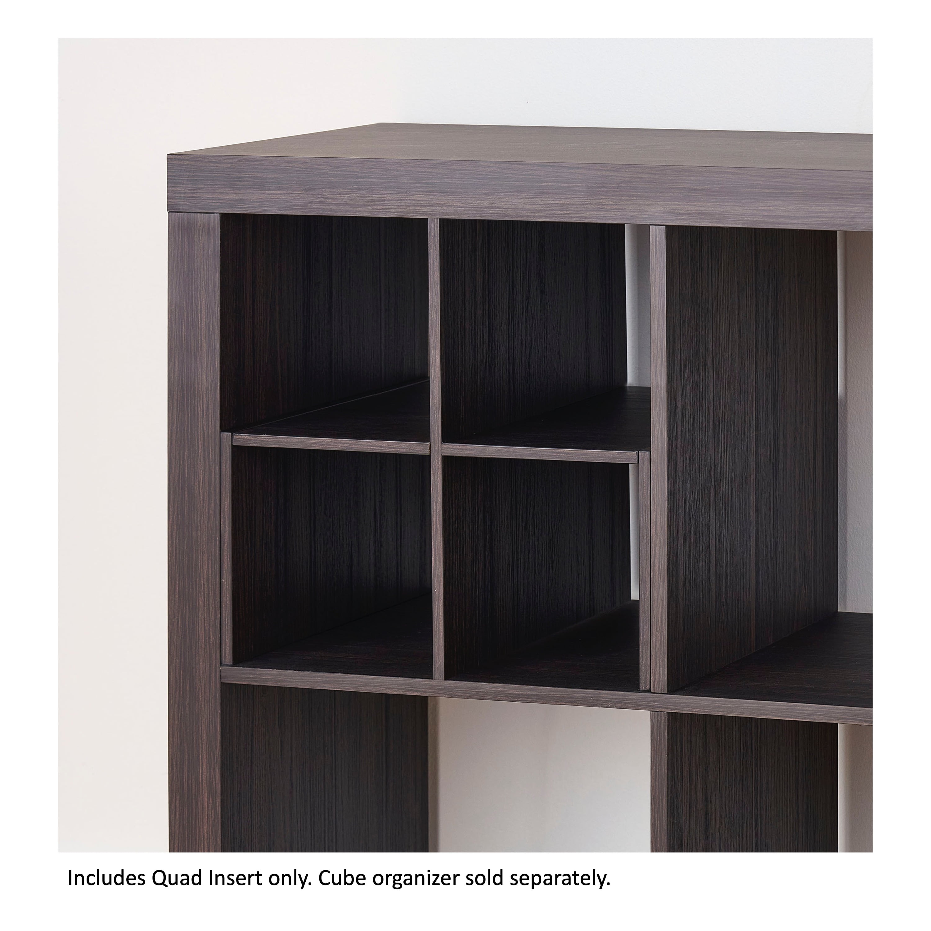 (3 pack) Better Homes & Gardens Quad Shelf Insert for Cube Organizers, Tobacco Oak
