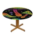 thumbnail image 3 of PIKWEEK  Bright Neon Mushrooms Fitted Round Tablecloth with Elastic Edge Waterproof Table Cover Mushroom Table Cloths Modern Tables Decoration for Dining Table,Picnic,Party, 3 of 7