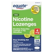 Equate Mini Nicotine Lozenge 4 mg, Stop Smoking Aid, Citrus Flavor, 108 Count