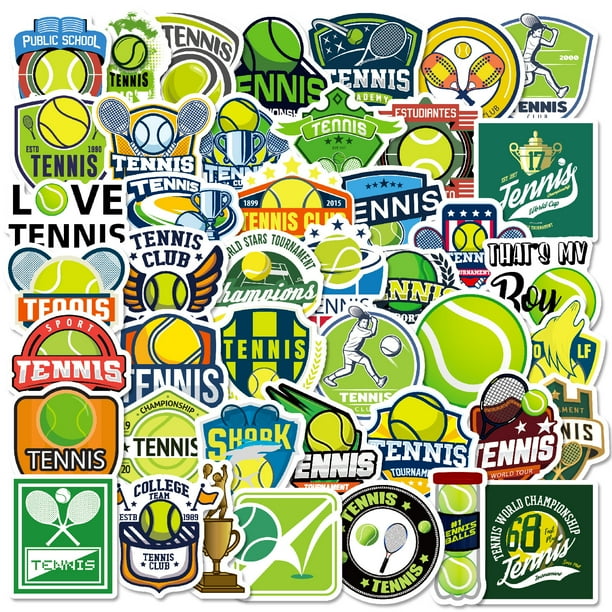 Juego de pegatinas con temática de tenis, 50 unidades, para botella de agua, portátil, S