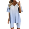 thumbnail image 3 of Bovxnpu Summer Casual Outfits For Women, 2 Piece Lounge Sets, Women Fashionable Loose Fitting Casual Printed Shorts Short Sleeved-Neck Blouses Sets XXL, 3 of 5