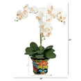 thumbnail image 2 of Nearly Natural 27in. Artificial Triple Orchid Arrangement in Handmade Mexican Talavera Ceramic Planter, 2 of 7