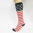 thumbnail image 3 of USA Red White Blue Socks American Flag Knee High Womans Ladies Striped Leggings, 3 of 5