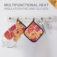 thumbnail image 4 of Yayeee Oven Mitts and Pot Holder Set of 2 Heat Resistant Kitchen Gloves Baking Hot Pad, Orange Hand Drawn Floral, 4 of 5