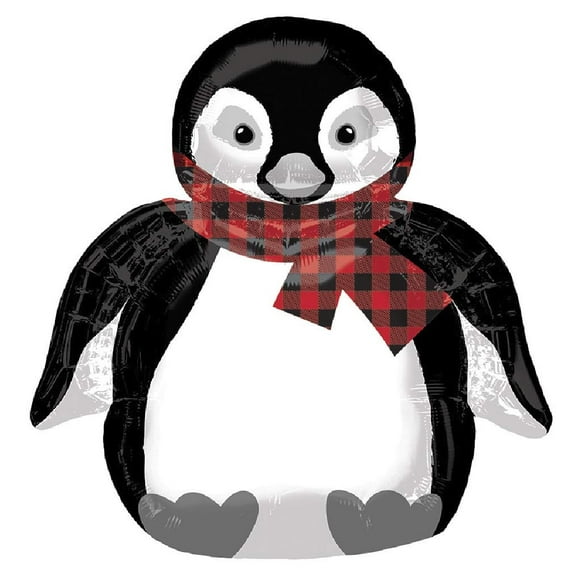 DalvayDelights Penguin 37" Black and White Holiday Scarf Winter Wonderland Birthday Party Mylar Balloon