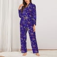 thumbnail image 2 of Salouo blue purple Snowflake Pattern Women's Pajamas Set Long Sleeve Button Down Sleepwear Soft Pj Lounge Sets for women 2 Piece Pjs Set with Long Pants-Medium, 2 of 7