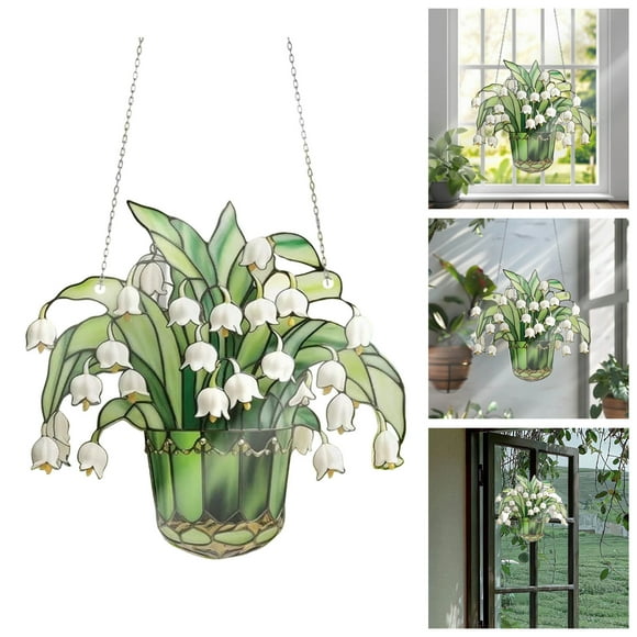 Of Valley Suncatcher Stained Flowers Glass Window Hanging Home Flowers Stained Glass Hangings Art Decoration Clear for Crafts Bulk