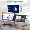 thumbnail image 4 of Temogu-support Triple Moniteur pour Écrans d'Ordinateur de 13 à 27 Pouces, Support de Bureau pour 3 Moniteurs, Supporte jusqu'à 22 lbs, Support Triple Moniteur Réglable avec Pivotement Inclinaison Rotation, 75x75/100x100mm (M003), Noir, 4 of 4