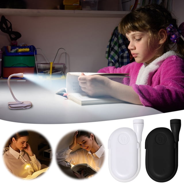 Fufafayo 2Pcs Mini Clip Lamp USB Rechargeable, Portable Reading Light for Study, Adjustable Bedside Night Light, Dorm Desk Lamp with Clip for Notebook Headboard Study