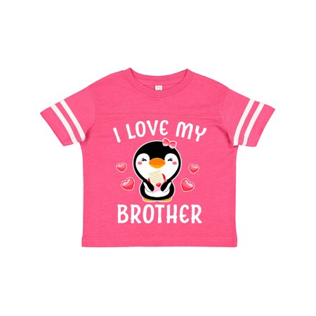 

Inktastic I Love My Brother with Cute Penguin and Hearts Gift Toddler Toddler Girl T-Shirt