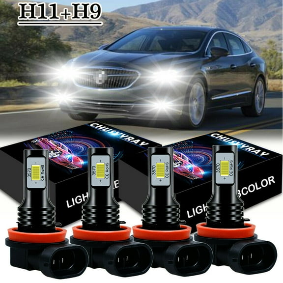 For Buick LaCrosse 2005-2013 LED Headlight High Low Bulbs Combo Kit 6000K White