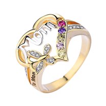 Miyuadkai Rings Fashion Letter Color Diamond Ring Rings Love Mom Mother's Temperament Diamond Rings Jewelry Gold 6