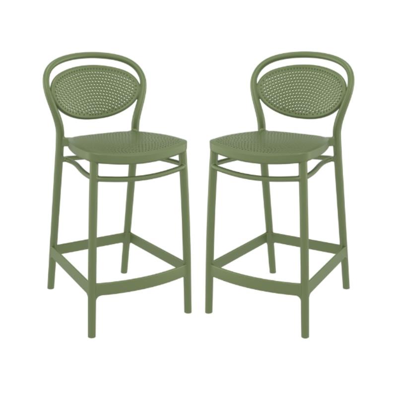 Home Square Indoor Outdoor Counter Stool in Olive Green Set of 2