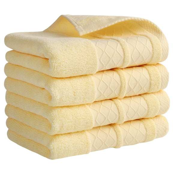 REGALWOVEN Cotton Soft Decorative Hand Towels, Geometry Pattern Hand Towel for Bathroom, Kitchen, Hotel Cream 4 Piece