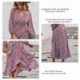 thumbnail image 2 of Vestido Largo Fluido Con Estampado De Flores, Vestido Largo Suave Y Transpirable Con Cintura Anudada Para La Oficina Para Mujer OTVIAP L rojo, 2 of 7