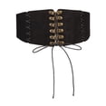 thumbnail image 2 of justHIGH Vintage Corset Belt for Women Underbust Metal Buckle Waist Cincher Gothic Renaissance Bodyshaper Black,Free Size, 2 of 6