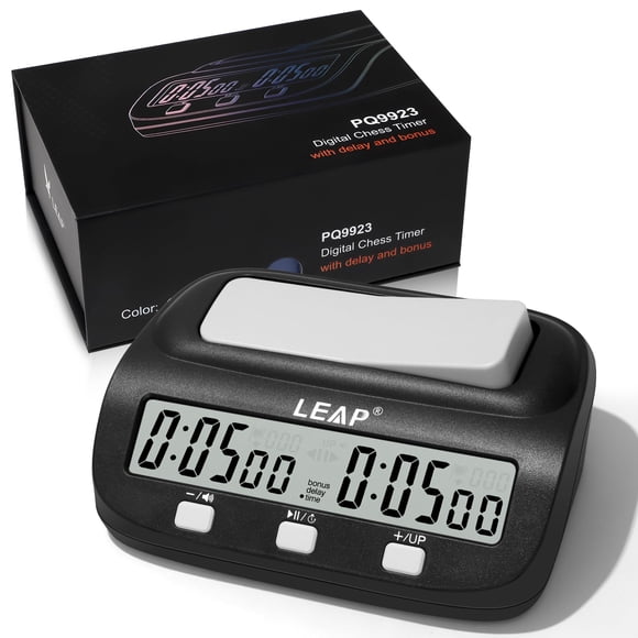 Reloj de ajedrez LEAP 9923 con temporizador digital con bonificación de tiempo y retraso