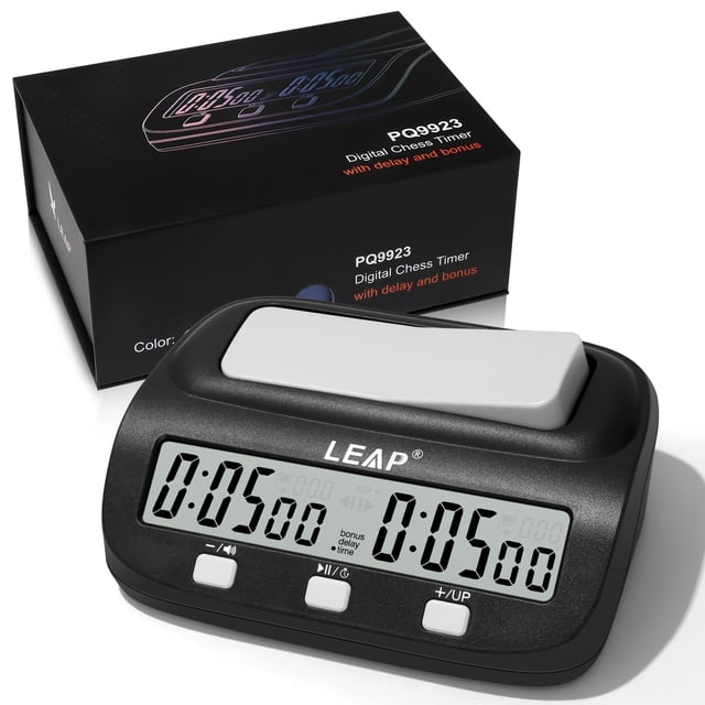 Reloj de ajedrez LEAP 9923 con temporizador digital con bonificación de tiempo y retraso