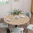 thumbnail image 2 of Brown Floral Fitted Tablecloth with Elastic Edged, Round Table Cloth for Dining Table, Vintage Rustic Flowers Botanical Spring Waterproof Oil Proof Table Cover for Indoor Outdoor 36"-44", 2 of 8