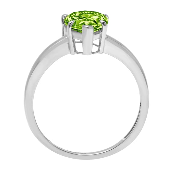 2 ct Pear Cut Natural Peridot Solitaire Engagement Ring for Women in 18K White Gold