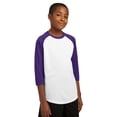 thumbnail image 4 of Sport-Tek Baseball Jersey (YST205) White/Purple, XL, 4 of 6