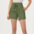 thumbnail image 2 of Delconic Women's Athletic Running Long Shorts Workout Hiking Shorts Quick Dry High Waisted Active Zipper Pocket Army Green L, 2 of 4