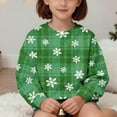 thumbnail image 5 of Lorytime Girls Sweatshirts for Kids Boys Christmas Snowflakes Plaid Shirt Crew Neck Long Sleeve Pullover Cute Tops Green, 5 of 7