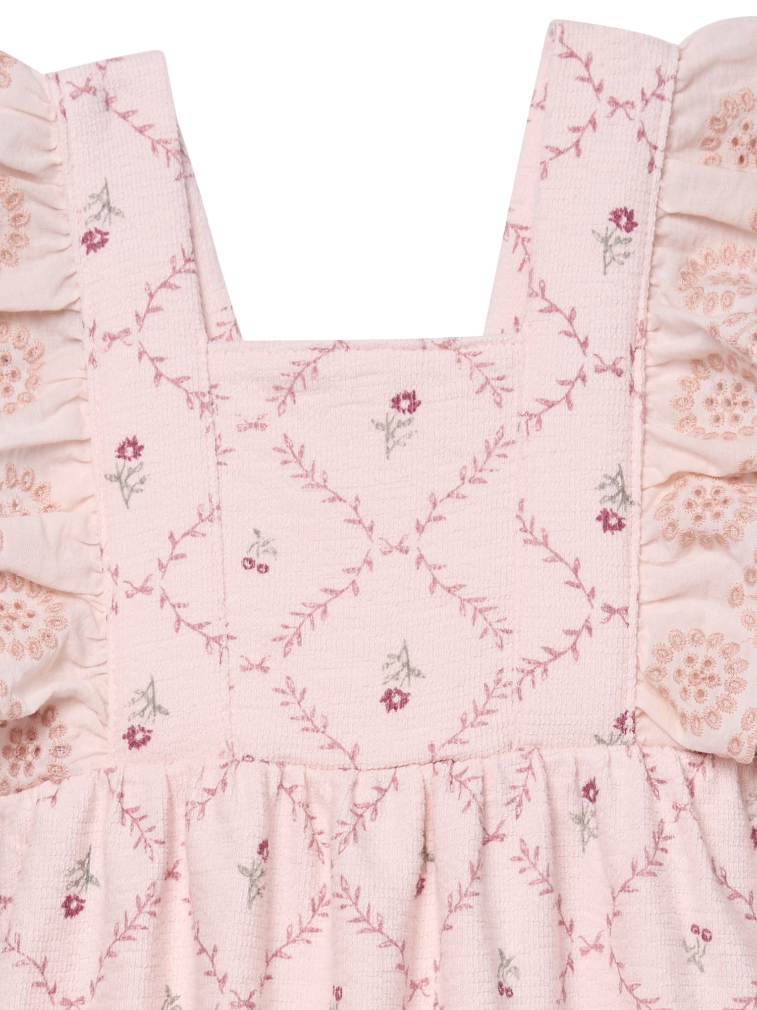 Modern Moments by Gerber baby Girl Long Leg Romper with Ruffle Detail, Sizes 0/3 Months - 24 Months