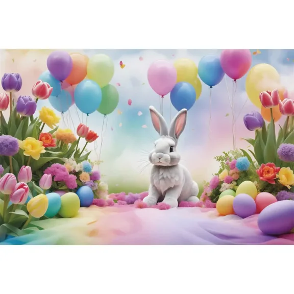 Happy Easter02 Backdrop Photography Childr Party Door Window Background Spring Flower Eggs Tulip Photoz Props