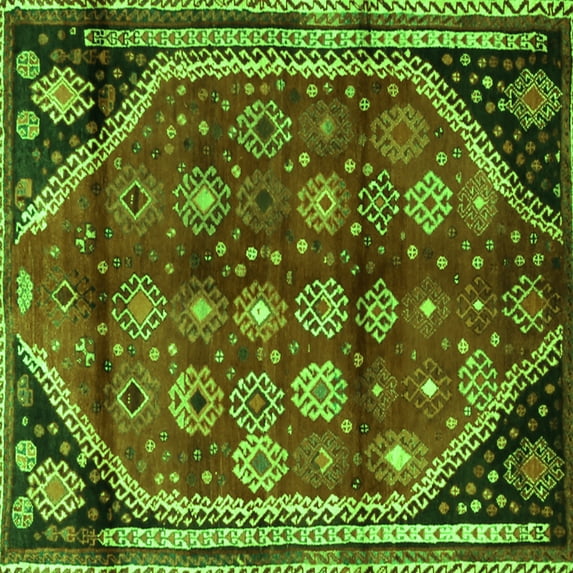 Ahgly Company Indoor Square Persian Green Traditional Area Rugs, 8' Square