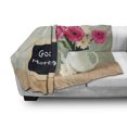 thumbnail image 3 of Saying Soft Flannel Fleece Throw Blanket, Blackboard the Phrase Morning Written on It Next to Vase Fresh Flowers, Cozy Plush for Indoor and Outdoor Use, 60" x 80", Multicolor, by Ambesonne, 3 of 6