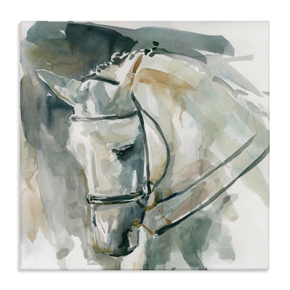 Stupell Industries Modern Contemporary Horse Portrait Solemn Equestrian Pose Canvas Art, 24 x 24, by Carol Robinson