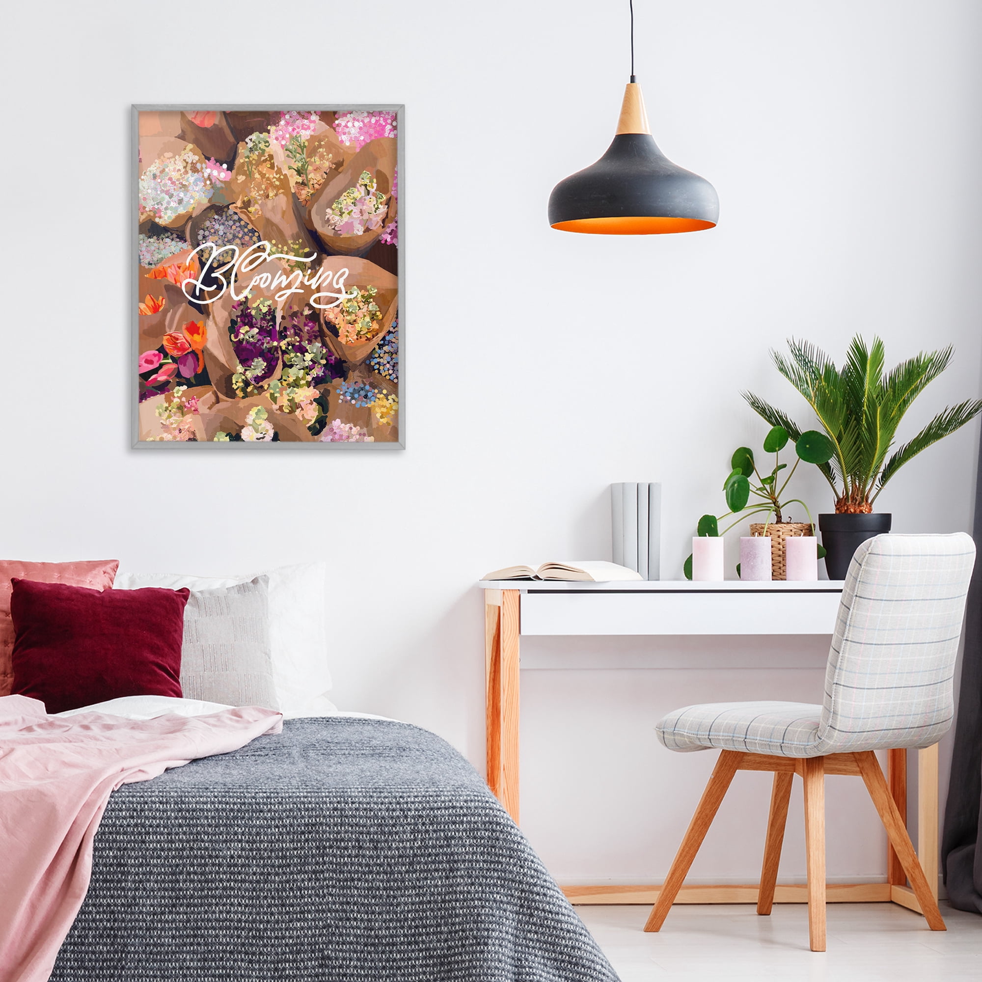 Stupell Industries Blooming Spring Bouquets Gray Framed Giclee Art, design by Amelia Noyes