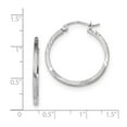 thumbnail image 2 of Real 14kt White Gold Satin Diamond-cut Princess Square Tube Hoop Earrings; for Adults and Teens; for Women and Men, 2 of 2