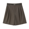 thumbnail image 3 of Pantalones cortos plisados con cinturón versátiles de moda de otoño para mujer de HH TRAF, pantalones cortos elegantes retro para uso diario en la calle de 2 colores, 3 of 4