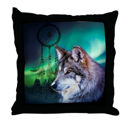 CafePress - Dream Catcher Northern Light Wolf - Decor Throw Pillow (18"x18")
